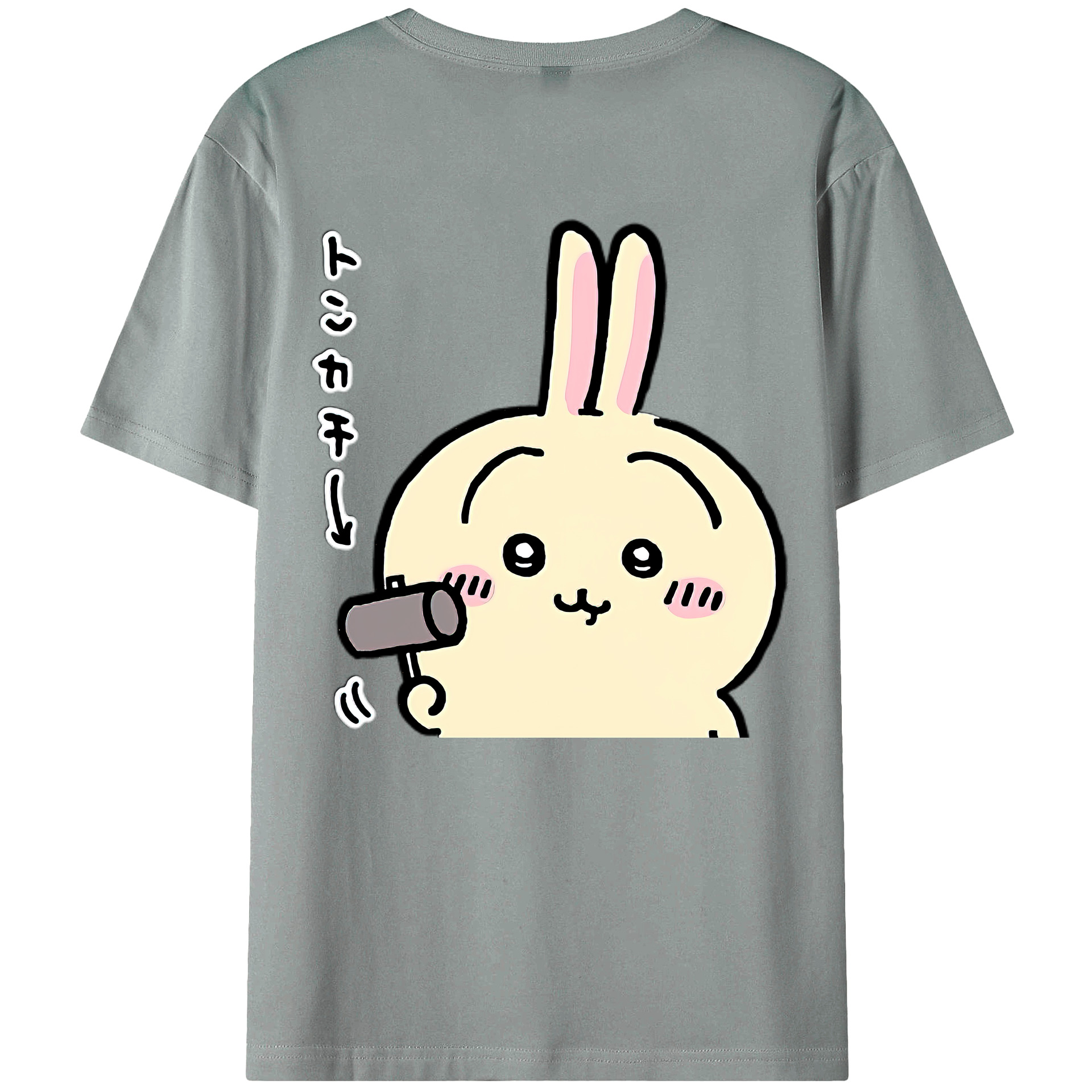 （画像用） ちいかわ うさぎ Chii-kawa usagi 綿100％ メンズ半袖Tシャツ（バックプリント） 通気性